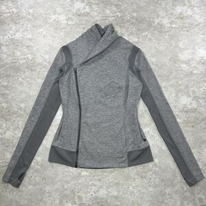 Lululemon Bhakti Yoga Jacket Heathered Slate Luon Size 10 Asymmetrical Zip
